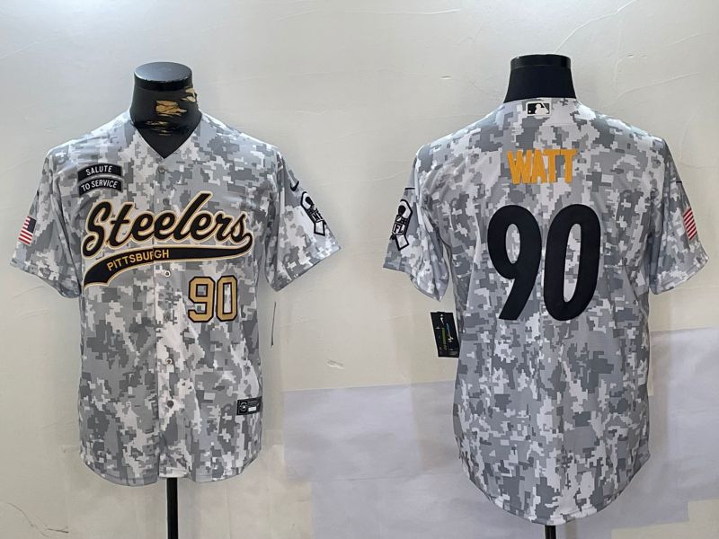 Men Pittsburgh Steelers #90 Watt Nike Arctic Camo 2024 Salute to Service Limited NFL Jersey style 3->pittsburgh steelers->NFL Jersey